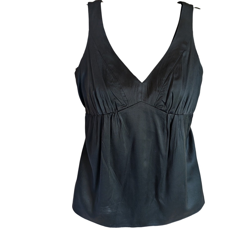 Talbots Silk Sleeveless Top 2P Babydoll Pleated V-Neck Luxury Minimalist Chic